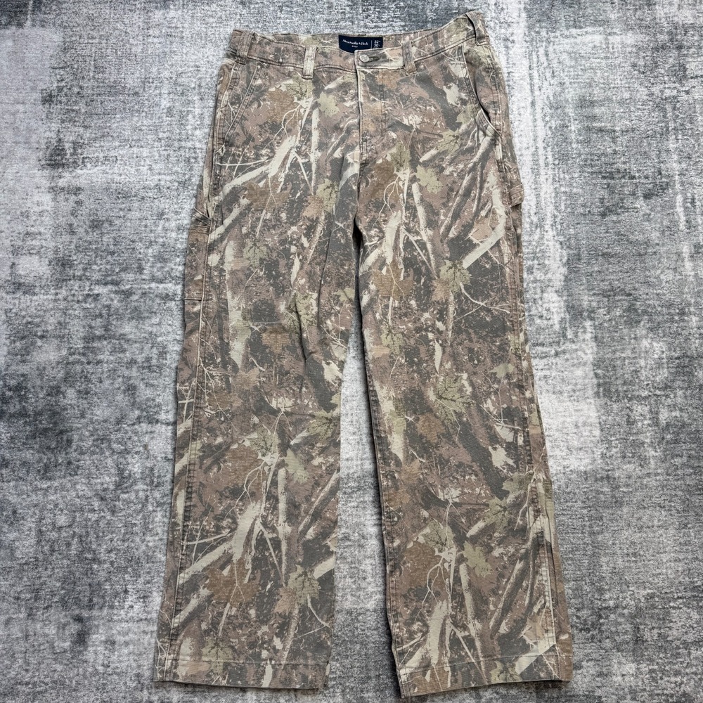 Abercrombie & Fitch Baggy Pants Mens 32x30 (31x27)‎ Faded Camo Carpenter Canvas